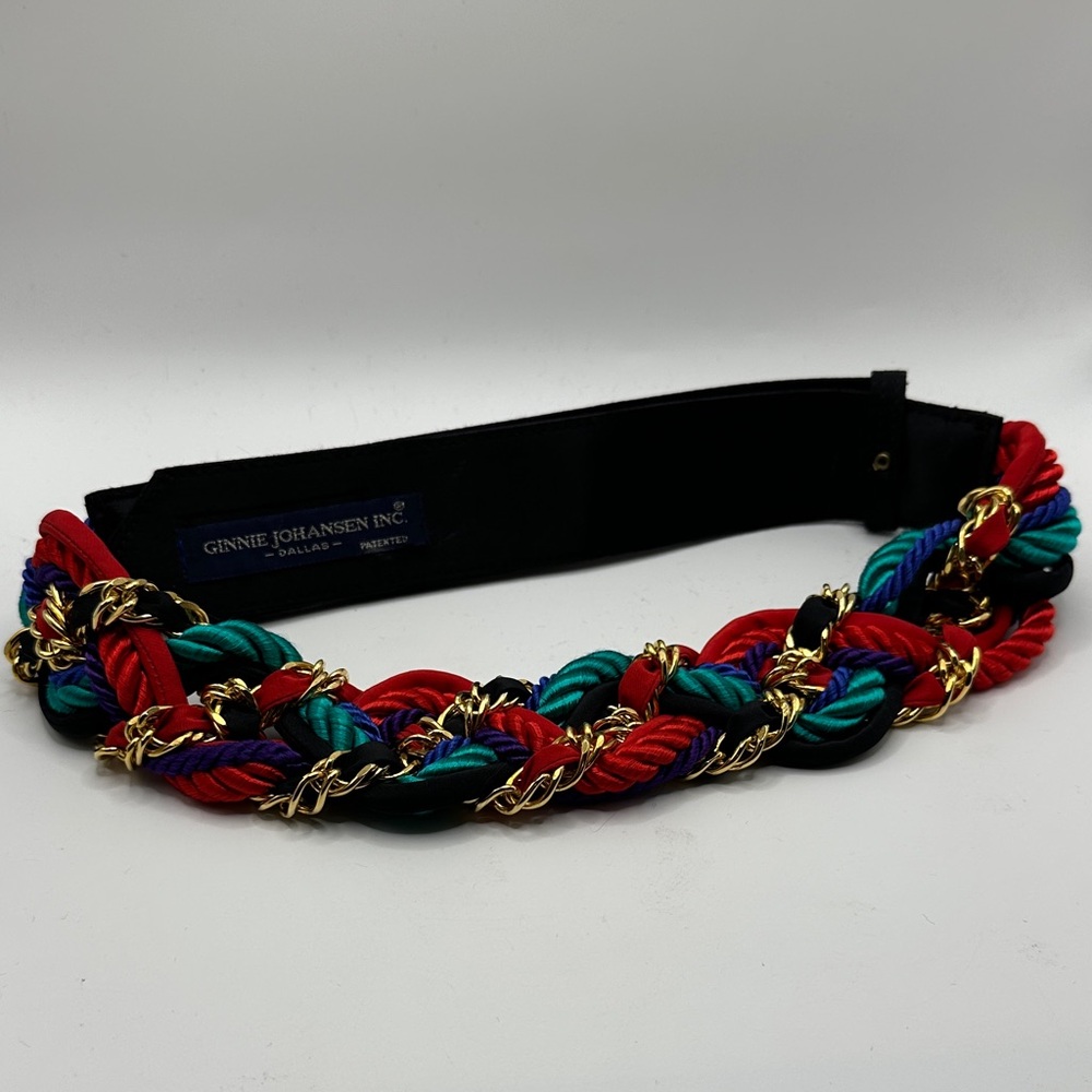 Ginnie Johansen Inc. vintage braided rope statement belt with gold-tone chain